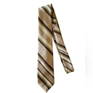 Vintage Wembley Slip‑Stitched Tie Brown Beige Stripe 60s/70s Poly Cotton